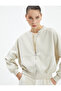 Comfortable Fit Ribbed Bomber Collar Ribbed Long Sleeve Zippered Sweatshirt