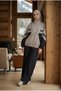 Women's Zippered Double Suit with Stripe Detail, Loose Top, Wide Leg Pants, Hijab Suit - 4