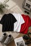 Women's Oversize 100% Cotton 3-Piece Set Black White Red Color Comfortable Fit T-Shirt