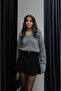 Women's Gray Cotton Soft Texture V-Neck Oversize Knitwear Sweater - 4