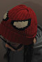 Unisex Handmade Spider Eye Patterned Red Knitted Beanie