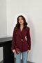 Burgundy Waist-Slit Blazer Jacket