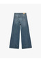 Buttoned Regular Waist Five-Pocket Cotton Spanish Flare Denim Trousers - Flare Jeans - 4