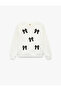 Crew Neck Bow Detail Long Sleeve Fleece-Lined Sweatshirt - 2