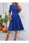Women's short bubble sleeve crew neck wide cut janjan crepe dress