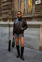Women's Asymmetrical Closure High Collar Oversize Faux Leather Bomber Jacket - Brown - 2