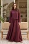 Linen Suit with Skirt and Sleeve Stitching Detail 4457 Claret Red