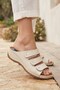 Beige Heel Spur Gel Sole Orthopedic Daily Women's Slippers - 6