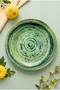 Set of 6 26 cm Green Patterned Modern Porcelain Serving and Breakfast Plates – Porcelain Serving Breakfast Presentation Plate - 2