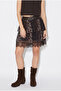Women's Navy Blue-Khaki Belted Lined Lace Detailed Mini Skirt 4172 60283981 - 4