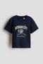 Print-motif cotton T-shirt