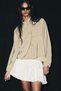 Stand-collar viscose-blend shirt