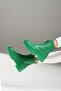 Women's Grass Green Letters Leather Boots 4cm Byndltt01 - 2
