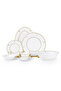 ZAYA 32 Pc New Bone China Dinner Set for 6 Persons – White Embossed Ornamental Design