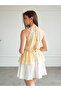 Women's Yellow Halter Neck Backless Flounce Woven Summer Blouse - 8