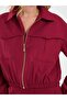 Women's Burgundy Crop Bomber Jacket with Zipper Pockets, Elastic Waist, Long Sleeves, Plain - 7