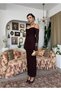 Women's Coffee Lace Midi Dress Strappy Off Shoulder Long Sleeve Draped - 6