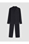 Men's Pajama Set Black Striped Long Sleeve Buttoned Relaxed Cut Cotton Home Wear W62734B8