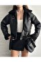 Women's Fur Detailed Belted Zippered Coat - 7