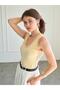 Women's Yellow Lace Detailed U-Neck Strap Slim Fit Viscose Blouse - 4