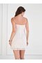 Women's Cream Mini Dress Thin Straps Sweetheart Neckline Lace Detail Slim Fit - 8