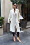 Women's Ecru Stylish Buttoned Soft Textured Knitwear Cardigan - 4