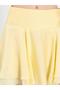 Women's Yellow Mini Skirt with Ribbed Waist Detail, Layered, Flared, Summer Style - 8