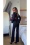 Navy Blue - Brown Leather Patchwork Denim Set - 2628 - 5