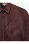 Cotton Single Pocket Detailed Long Sleeve Striped Oversize Shirt - 7