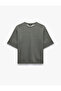 Label Detailed Three Yarns Comfortable Fit Crew Neck Short Sleeve Sweatshirt