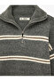 Sheep Wool Blended Comfortable Fit Long Sleeve Half Zipper Striped Knitwear Sweater - 7