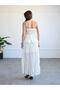 Women's Ecru Strappy Lace-Up Ruffled Peplum Textured Summer Blouse