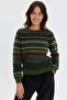 Women's Crew Neck Kilim Patterned Jacquard Wool Sweater K.Yosun