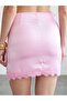 Women's Pink Lace Trim Satin Mini Pencil Skirt Plain Woven Spring Summer