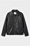 Men's Fur Lined Regular Fit Leather Jacket with Stitching Detail - 5