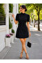 Timeless Elegance - Women's Stone Detailed Heart Backless Mini Crepe Dress. - 3