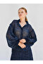 Women's Navy Blue Leopard Patterned Ruffle Collar Lace Cuff Long Sleeve Shirt - 8