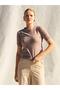 Women's Mink Short Sleeve Crew Neck Slim Knitwear Slim Fit Regular Length Blouse - 2