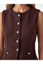 Buttoned Slim Fit Crew Neck Sleeveless Cardigan - 4