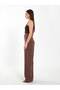 Women's Coffee Color Sleeveless Square Neck Thick Strap Slim Fit Viscose Blended Body Blouse - 4