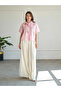 Women's Pink Short Sleeve Embroidered Shirt Lapel Button Woven Summer Shirt - 3