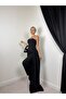 Women's Black Blouse Trouser Set Strapless Draped Asymmetrical Long Panel Detailed - 2