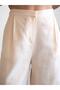 Women's Cream Vest Trousers Set Lace Detailed V-Neck Buttoned Wide Leg - 3