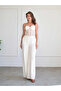 Women's Cream Bustier Strapless Lace Detailed Underwire Fitted Crop - 3