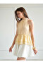 Women's Yellow Halter Neck Backless Flounce Woven Summer Blouse - 4