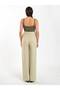 Women's Khaki U-Neck Thin Strap Plain Patterned Fitted Summer Tank Top - 5