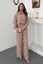 Women's Mink Bottom-Top Set Stone Embroidered Shirt Pants Bottom-Top Set Wide Leg Elastic Waist - 2