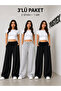 3 Piece Women's Sweatpants (Black+Grey+Black) Oversize Comfortable Cut Sweatpants Set - 2