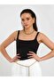 Women's Black Sleeveless Square Neck Thick Strap Slim Fit Viscose Blend Body Blouse