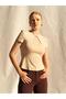 Women's Stone Short Sleeve High Collar Chinese Closure Low-Cut Knitted Blouse - 7